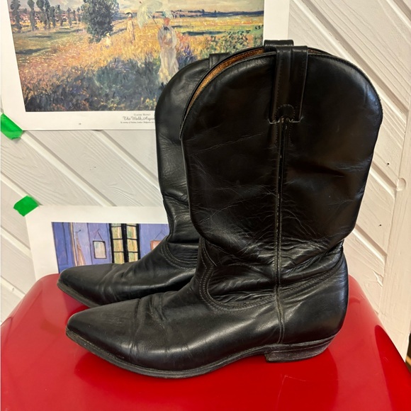 Boulet Black Leather Cowboy Boots - Picture 3 of 7
